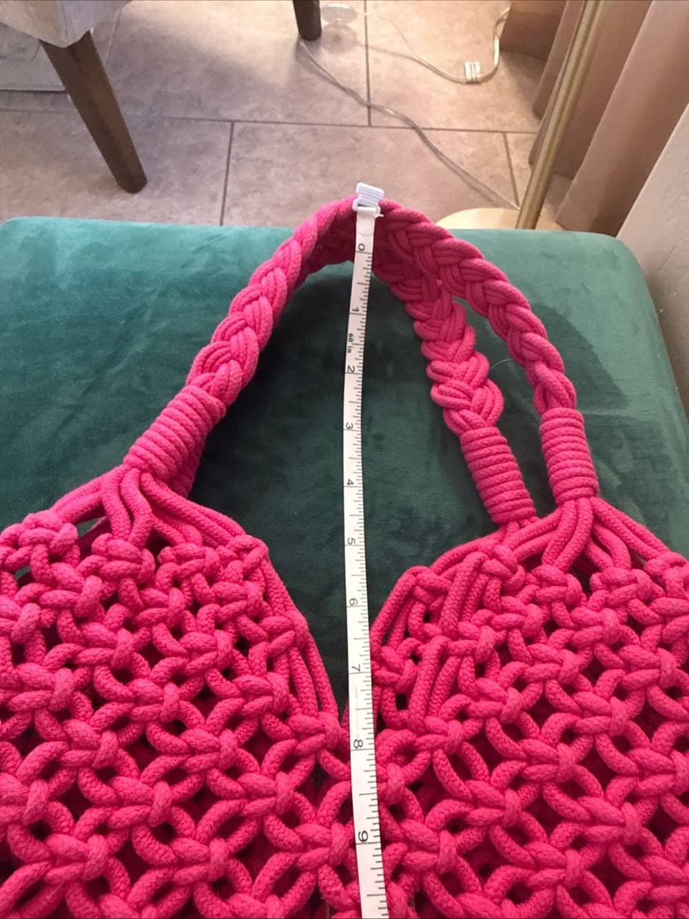 J. Crew Hot Pink Rope Macramé Tote Bag - Picture 6 of 8